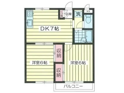 ドーマクラシニーI(2DK/2階)の間取り写真
