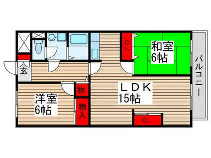 カームヤタ藤第1(2LDK/3階)の間取り写真