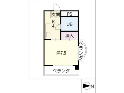 安田コーポ(1K/3階)の間取り写真
