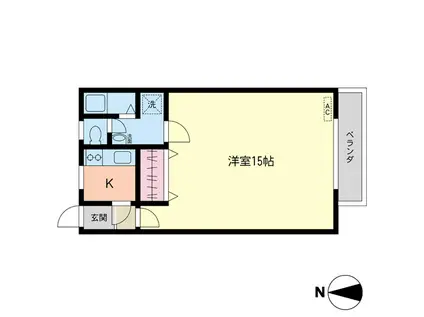 パレーシャル秋岡 ワンルーム(ワンルーム/2階)の間取り写真