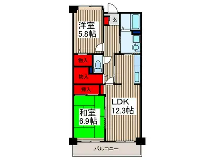 コーポレート浦和別所(2LDK/2階)の間取り写真