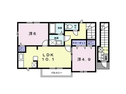 ハッピー尾山タウンA(2LDK/2階)の間取り写真