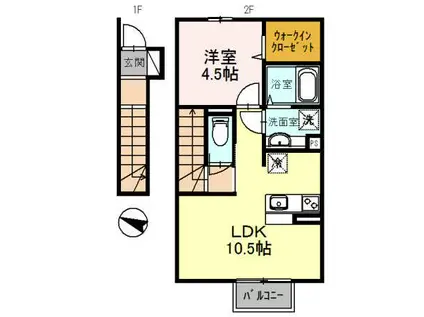 テロワール五番館(1LDK/2階)の間取り写真