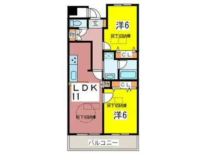 平野ビル3(2LDK/1階)の間取り写真
