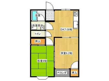 村上マンション(2DK/2階)の間取り写真