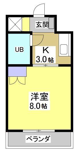 フラットサンパティーク(1K/3階)の間取り写真