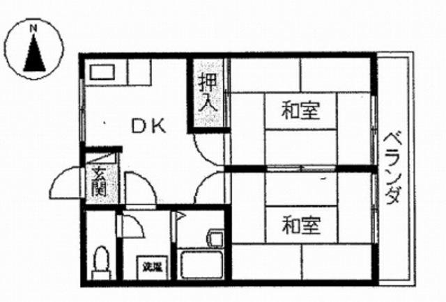 田ノ上パークハイツ(2DK/2階)の間取り写真