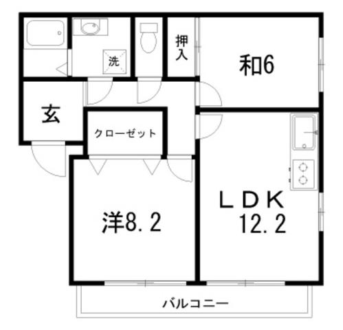 フィネス高橋(2LDK/1階)の間取り写真