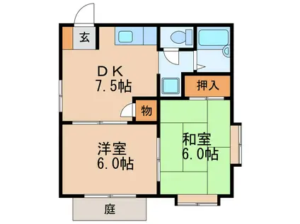 ブルーメゾン白壁(2DK/1階)の間取り写真