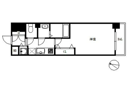 ラグゼ神戸ウエスト(1K/2階)の間取り写真