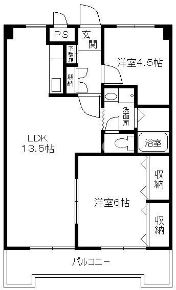 エステートピア香呂(2LDK/3階)の間取り写真