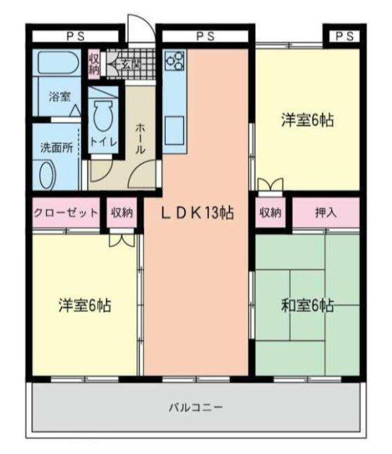 ハイム瑞光(3LDK/3階)の間取り写真