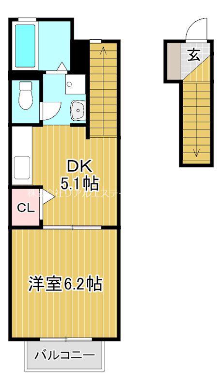 ハイツ喜望峰(1DK/2階)の間取り写真