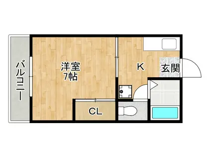 パ-クウッドプレイス(1K/2階)の間取り写真