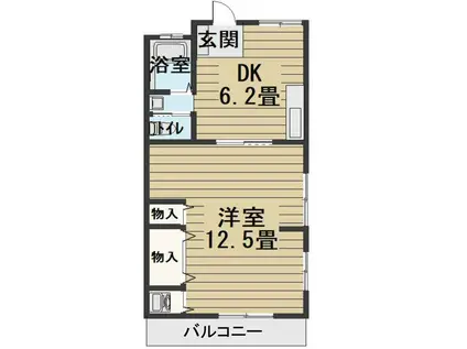 家の森ハイツ(1DK/2階)の間取り写真