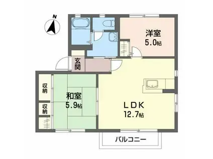 エスペランス(2LDK/2階)の間取り写真