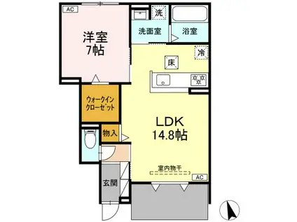 エスポワールYVII(1LDK/1階)の間取り写真