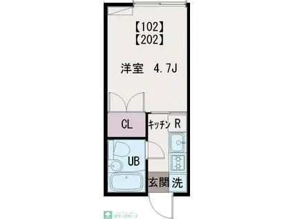 コーポ玉川(1K/2階)の間取り写真