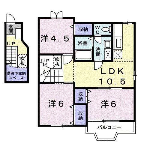 ハイツCANDLED(3LDK/2階)の間取り写真