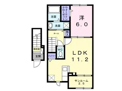 コンフォート ヒル(1LDK/2階)の間取り写真