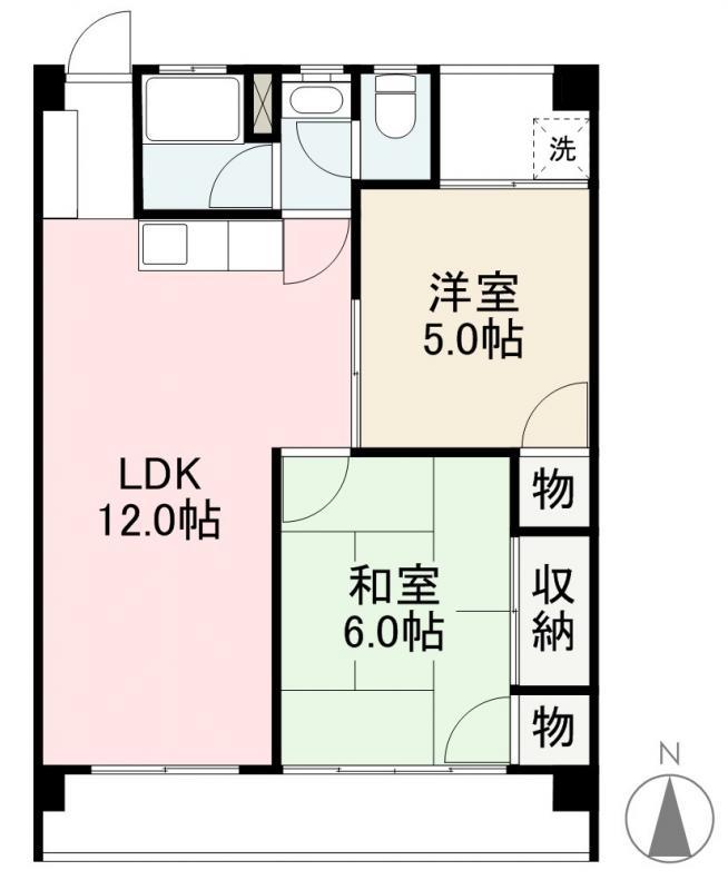 メルベール木太(2LDK/2階)の間取り写真