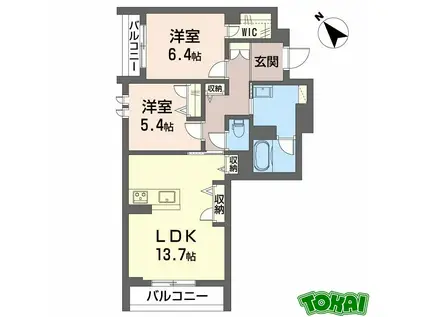 ベレオ松阪中央(2LDK/3階)の間取り写真