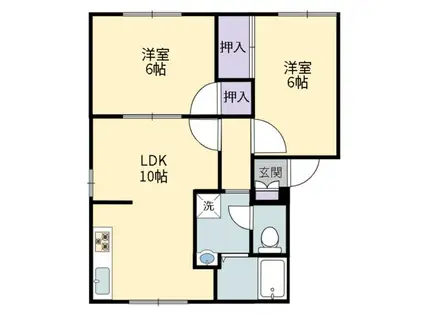 ジュネス立石B(2LDK/1階)の間取り写真