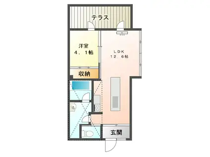 TIMBERED TERRACE(1LDK/3階)の間取り写真