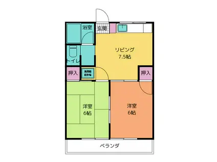 フレッシュシティ(2DK/2階)の間取り写真