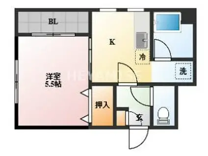 カリーナクアトロピア二(1K/3階)の間取り写真