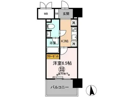 エクルベージュ(1K/4階)の間取り写真