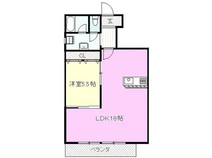ヒラノマンション(1LDK/2階)の間取り写真