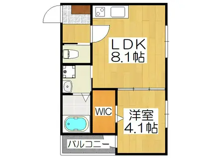 F ASECIA CANALE(1LDK/3階)の間取り写真