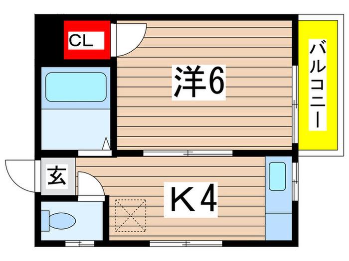 ジュネスハイツK(1K/2階)の間取り写真