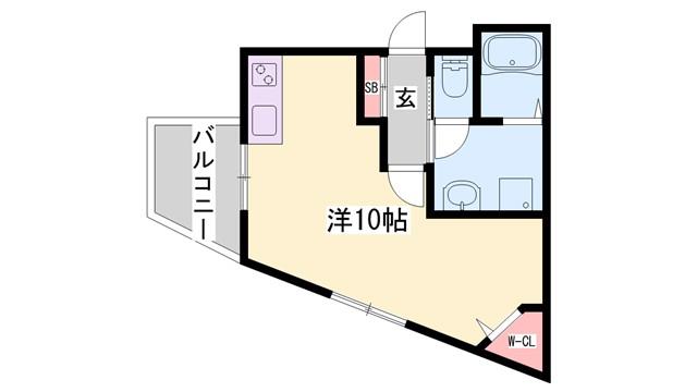 コリーヌ(ワンルーム/3階)の間取り写真