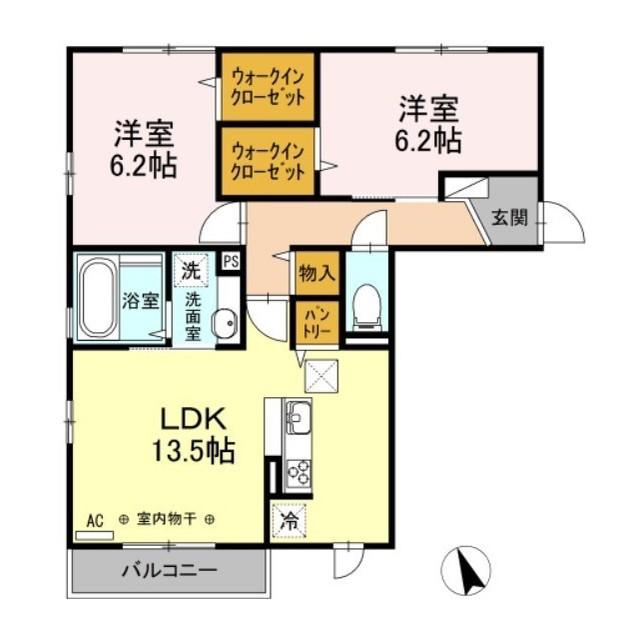 D-ROOM ソレイユアンサンブル(2LDK/1階)の間取り写真