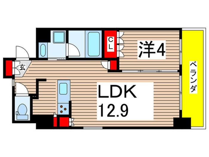 プラウドフラット両国(1LDK/13階)の間取り写真