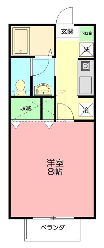 アムール(1K/2階)の間取り写真