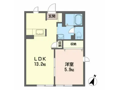 レジデンスD(1LDK/1階)の間取り写真