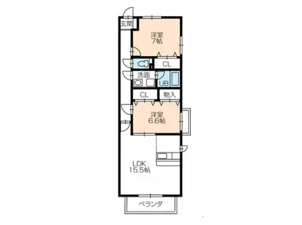 エスポワール(2LDK/1階)の間取り写真