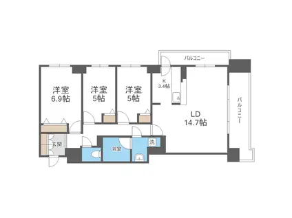 レジディア円山北5条(3LDK/15階)の間取り写真