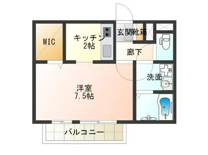 COZY岸里(1K/1階)の間取り写真