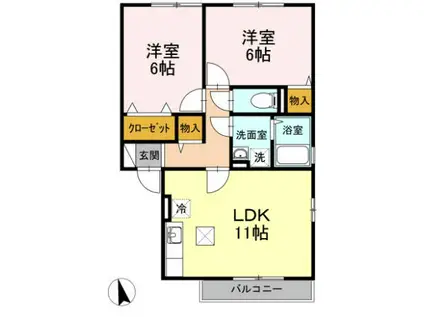 ＪＲ博多南線 博多南駅 徒歩21分 2階建 築23年(2LDK/2階)の間取り写真