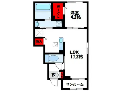 ヴィアラッテアII(1LDK/1階)の間取り写真