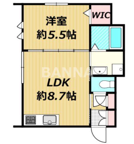星と青空のクーレKULLE(1LDK/2階)の間取り写真