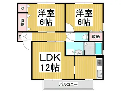 シャン・ド・フルールB(2LDK/2階)の間取り写真