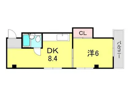 華山マンション(1DK/4階)の間取り写真