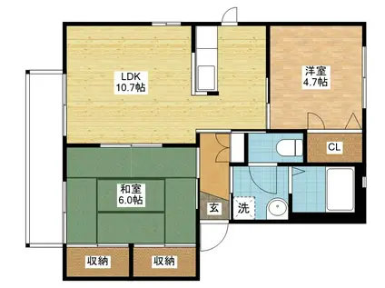 バリュージュ RYO C棟(2LDK/1階)の間取り写真
