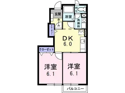 BREEZEHOUSEUSUI(2DK/1階)の間取り写真