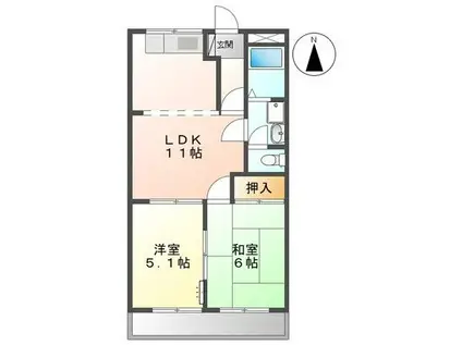 グランドパレス長泉A(2LDK/2階)の間取り写真